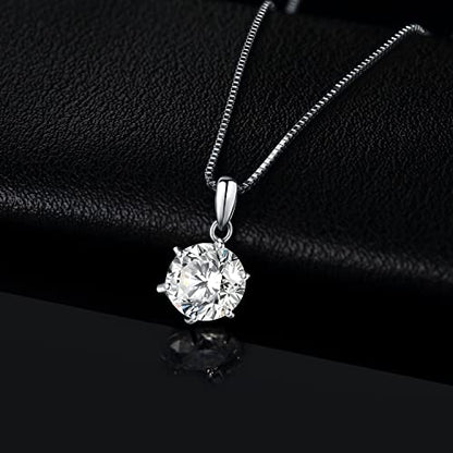 JewelryPalace Round 1ct 2ct 3ct Cubic Zirconia Solitaire Pendant Necklace for Women, 925 Sterling Silver 14k White Gold Plated Necklaces for Her, Classic Simulated Diamond Jewelry Set, 18 Inches chain - color: D-2ct-CZ-Sterling Silver