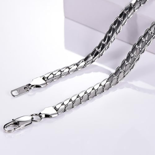 Snake Chain for Women Stainless Steel Dainty Choker Necklace Thin Layered Men Chain 8mm Width Gold/Black/Silver Plated Trendy Jewelry 18/20/22/24/26/28/30 Inch - color: 8MM-Silver Snake Chain, size: Length 20 Inches (women's average length)