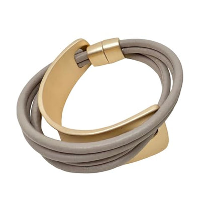 Leather Wrap Bracelet for Women Bangle Bracelet Handmade Bohemian Bangle Bold Statement Leather Bracelet for Women Trendy - style: Tan Leather Wrap Bracelet