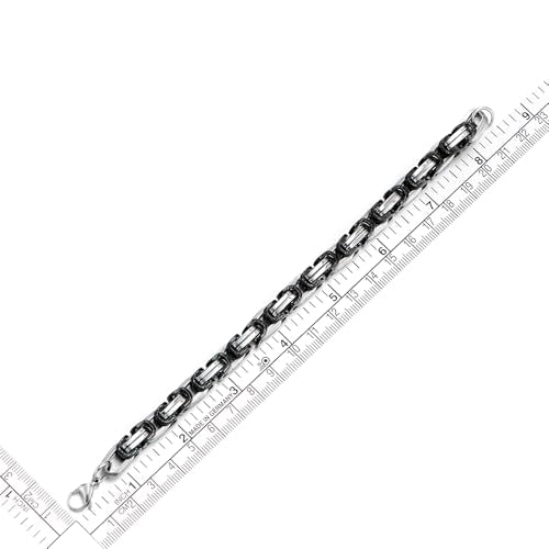 COOLSTEELANDBEYOND Mens Women New Stainless Steel Braided Link Bracelet Polished - color: B-Metal Color: Silver & Black