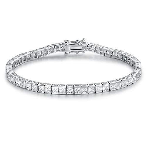 14K White Gold Plated 3.0mm Bracelet Classic Hypoallergenic Cubic Zirconia Tennis Bracelet for Women 6.0-8.5 Inch - size: 7 Inch