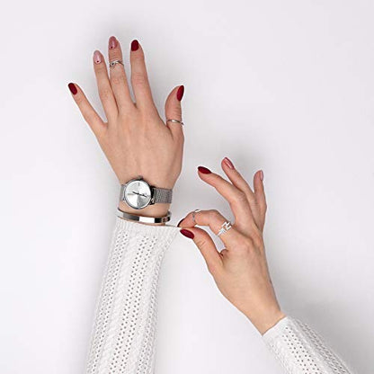 FUTIMELY Initial Letter Ring Alphabet Ring A-Z Silver Crystal Open Adjustable Personalized Initial Ring for Women - style: I
