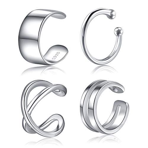 CHIC & ARTSY 925 Sterling Silver Ear Cuffs for Women, Non Piercing Clip On Cartilage Cuffs, Adjustable Fake Conch & Helix Earrings, Gold Plated & Oxidized Various Styles - color: ear cuff #3