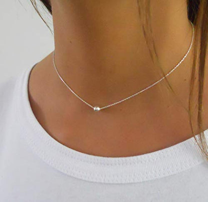 Annika Bella Silver Ball Choker Necklace for Women, Waterproof Dainty Adjustable Choker, Durable Bright Silver Necklace