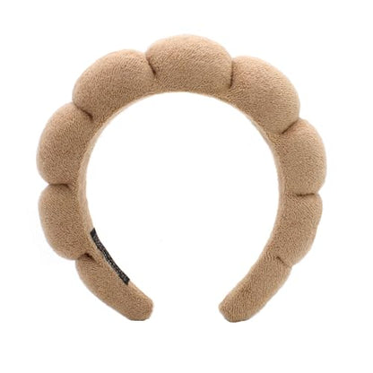 Spa Headbands for Washing Face Makeup Skin Care Headband Women Bubble Facial Beauty Headbands Puffy Shower Towel Band Hair Headband - color: Khaki
