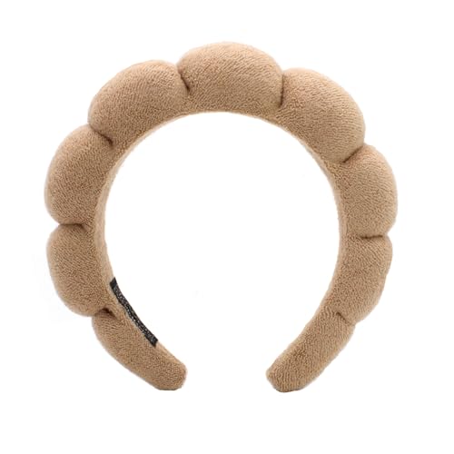 Spa Headbands for Washing Face Makeup Skin Care Headband Women Bubble Facial Beauty Headbands Puffy Shower Towel Band Hair Headband - color: Khaki