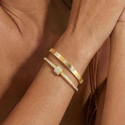 Camhanno Gold Bangles for Women - Stainless Steel Love & Friendship Bracelet Set with Gift Box | Daily Wear & Party Jewelry - color: 2pcs Gold Set Style 1