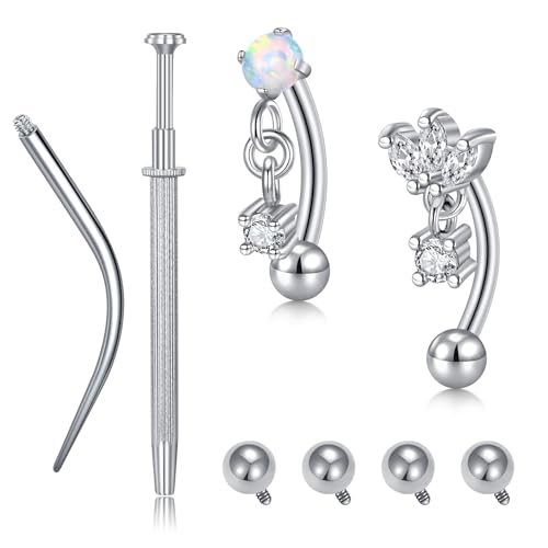 VCMART 16g Rook Earring Piercing Jewelry Stainless Steel Curved Barbell Ear Rook Daith Surface Tragus Eyebrow Rings Piercing Jewelry Vertical Labret Lip Jewelry Small Belly Button Ring for Women Men - color: 2 -silver