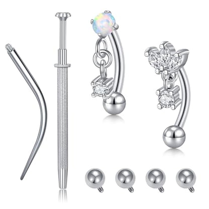 VCMART 16g Rook Earring Piercing Jewelry Stainless Steel Curved Barbell Ear Rook Daith Surface Tragus Eyebrow Rings Piercing Jewelry Vertical Labret Lip Jewelry Small Belly Button Ring for Women Men - color: 2 -silver