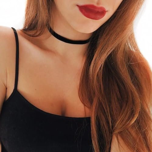 Qceasiy Gothic Black Necklace for Women, Adjustable Victorian Velvet Lace Collar, Halloween Party Cosplay Jewelry Gift - style: Single Layer