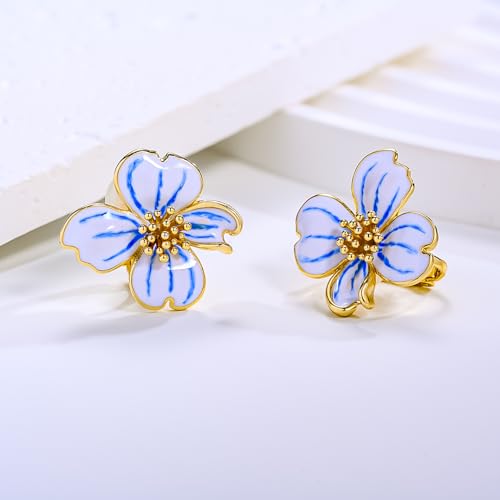 Clip on Earrings Women, 14K Gold Plated Earrings for Sensitive Ears, Fashion Women's Earrings Jewelry Birthday Gift for Wife Grandma Daughter Girls on Christmas Thanksgiving - color: Blue Gradient Earrings