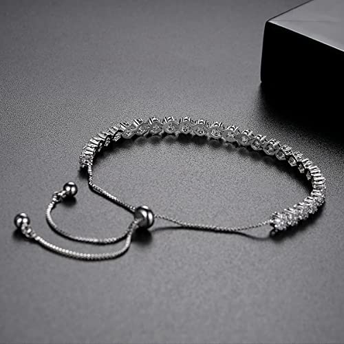14K Gold Moissanite Tennis Bracelet For Women, D Color VVS1 Brilliant Cut, Adjustable Bracelet, Delicate Valentine's Day Gift - color: Flower Style-1