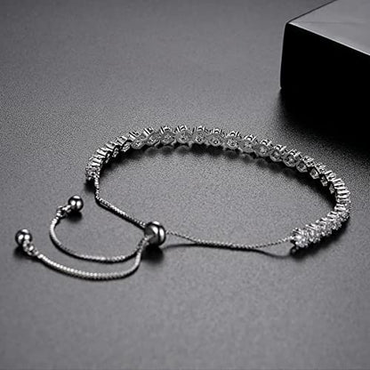 14K Gold Moissanite Tennis Bracelet For Women, D Color VVS1 Brilliant Cut, Adjustable Bracelet, Delicate Valentine's Day Gift - color: Flower Style-1