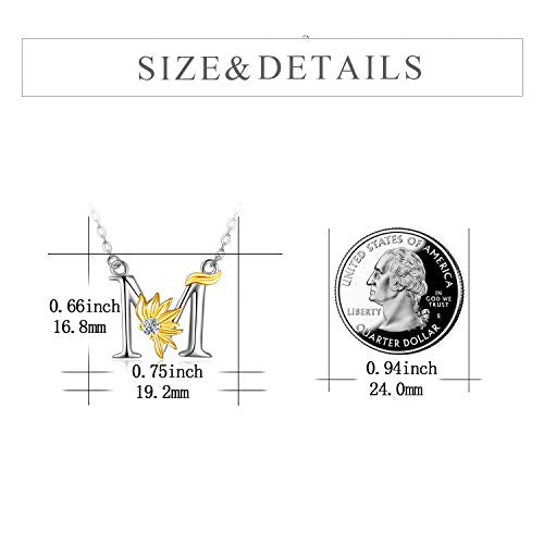 POPLYKE Initial Sunflower Necklace for Women 925 Sterling Sliver Sunflower Pendant Necklace Letter Initial Pendant Chain - style: Sunflower M