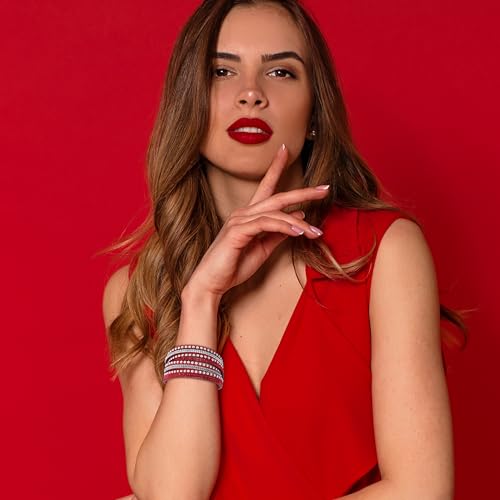 Long tiantian Leather Wrap Bracelets for Women Boho Multi Layered Bracelets Western Jewelry Hot Pink Accessories Birthday Gifts - color: red