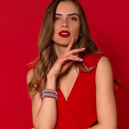 Long tiantian Leather Wrap Bracelets for Women Boho Multi Layered Bracelets Western Jewelry Hot Pink Accessories Birthday Gifts - color: red