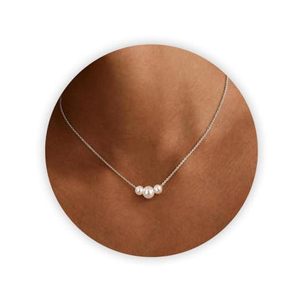 Trinckle Pearl Necklaces for Women, Pearl Choker Dainty Pendant Necklace | White Pendant Choker for Teen Girls, Layered Daisy Jewelry, Wedding Strands for Bride Bridesmaids as Beach Summer Accessories - style: Silver necklace