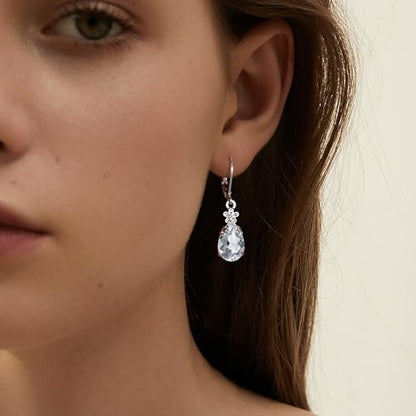 Dangle Earrings for Women Multicolor Crystal Drop Earrings Set Leverback Teardrop Earrings 925 Silver and 14K Gold Plated Hypoallergenic Fashion Cubic Zirconia Dangle Earrings Trendy Jewelry Gifts for Women - style: Teardrop Set-S 3