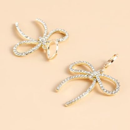 Pearl Bow Earrings for Women Coquette Aesthetic Jewelry Rhinestone Bow Earrings for Bridesmaids Wedding Party Accessories Bridal Costume Accents Bowknot Themed Gifts - color: K3: Bow Hoop Earrings