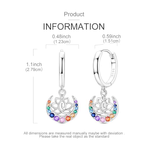 925 Sterling Silver Dangle Whale Shark Butterfly Bow Earrings for Women | Hypoallergenic Huggie Hoop Drop Cross Earrings for Sensitive Ears, Cubic Zirconia Statement Trendy Jewelry Birthday Gifts - color: Colorful Yoga