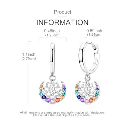 925 Sterling Silver Dangle Whale Shark Butterfly Bow Earrings for Women | Hypoallergenic Huggie Hoop Drop Cross Earrings for Sensitive Ears, Cubic Zirconia Statement Trendy Jewelry Birthday Gifts - color: Colorful Yoga