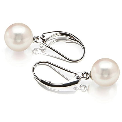 PAVOI 925 Sterling Silver Simulated Shell Pearl Earrings Leverback Dangle Studs
