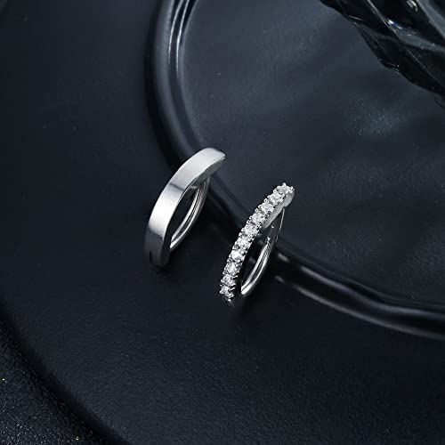2Pcs 14G Clicker Belly Button Ring for Women Surgical Steel CZ Opal Belly Ring Simple Reverse Navel Rings Body Jewelry - color: Silver, size: 12MM