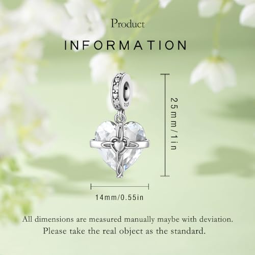 Birthstone Charm, 925 Sterling Silve Heart Dangle Charms for Pandora Bracelets, Ladies Birthday Gift - style: D-April