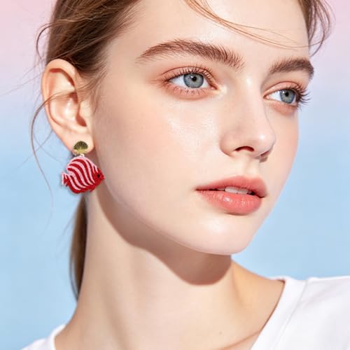 Cute Acrylic Tropical Fish Earrings Creative Parrot Hornbill Drop Dangle Earrings Stylish Animal Statement Earrings Daily Wear Jewelry for Women - color: Pink Red Fish
