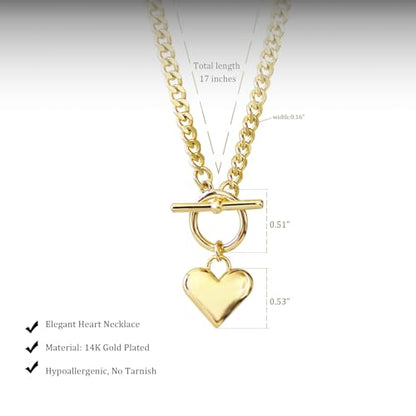 HERIER Cute Heart Necklace Dainty 18k Gold Plated Tiny Heart Pendant Choker Necklaces Small Gold Love Open Heart Chain Necklace for Women Simple Gold Necklace for Women Trendy Jewelry - color: Chunky Puffy Heart Necklace-Gold