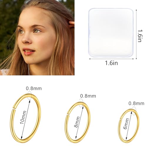 20G Double Nose Ring Hoop for Single Piercing - 2-36 Pcs Jewelry for Women - color: Colorful-36PCS