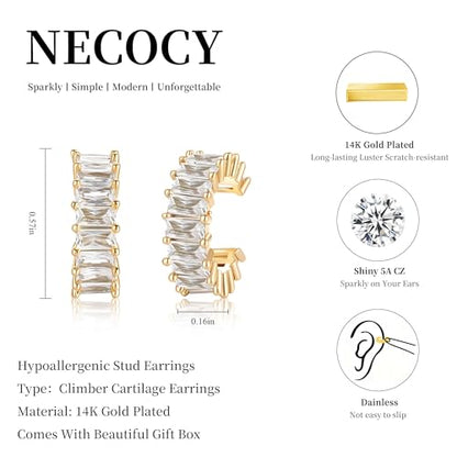 Star 14K Gold Plated Ear Cuff Earrings for Women Non Piercing, Dainty Silver Plated Clip on Cartilage Ear Cuff Non Pierced Trendy CZ Northstar Starburst Sparkling Climber Clawer Earring Jewelry - style: Huggie Hoop-1