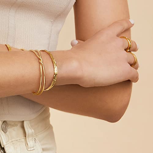 PERNNLA PEARL Dainty Gold Bar Bracelet for Women Simple Delicate Thin Cuff Bangle Hook Bracelet 18K Gold Plated Handmade Minimalist Jewelry - color: 15.Knot