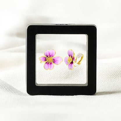 Clip on Earrings Women, 14K Gold Plated Earrings for Sensitive Ears, Fashion Women's Earrings Jewelry Birthday Gift for Wife Grandma Daughter Girls on Christmas Thanksgiving - color: Cherry Blossom Purple Gradient Color Earrings
