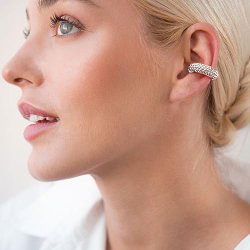 Joez Wonderful 5pcs Chunky Ear Cuff for Women, 0.8in, 5 Colors | Metal, with Rhinestone, Hypoallergenic, Non Piercing, Round, Huggie Clip on Cartilage Earrings, for Diy Accessories, Birthday