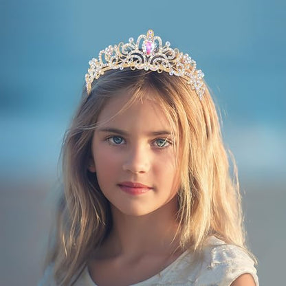 TAROSE Tiaras for Women, Birthday Crown and Sash for Girls | Birthday Sash Sunglasses Outfit, Birthday Gift for Women Girls, Goddess Crown Bride/Halloween/Prom/Party/Costume - color: 1 D. Gold+ab