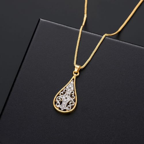 Elegant Wedding Bridal Crystal Teardrop Necklace Earrings Jewelry Set - style: jewelry set