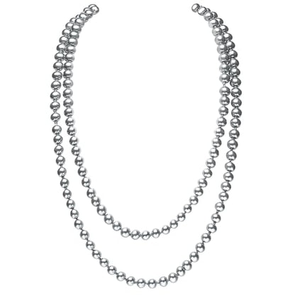 BABEYOND Long Pearl Necklace Faux Pearls Necklace Set Beaded Long Pearls Necklace 1920s Gatsby Costume Jewelry - color: Space Gray