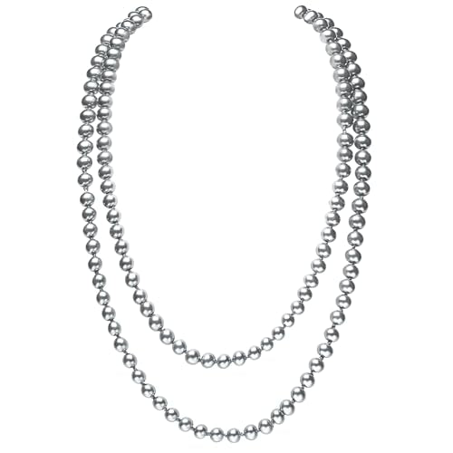 BABEYOND Long Pearl Necklace Faux Pearls Necklace Set Beaded Long Pearls Necklace 1920s Gatsby Costume Jewelry - color: Space Gray