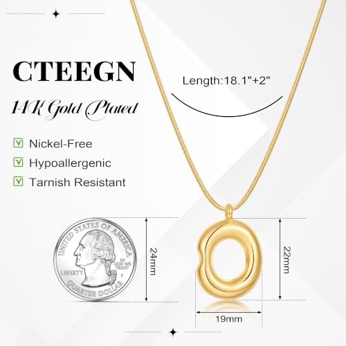 14K Gold/Silver Plated Dainty Snake Chain Layered Necklace for Women | Irregular Oval Pendant Minimalist Dainty Statement Gold Layering Everyday Jewelry - color: Gold - Warm