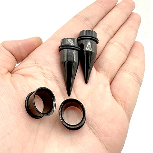 HEKEUOR 4 Piece 316l Steel Tapers and Tunnels Ear Stretching Kit Gauges Gauging Plugs Choose 1g 7/16 1/2 9/16 00g-14g - style: 1/2"(12mm) Black