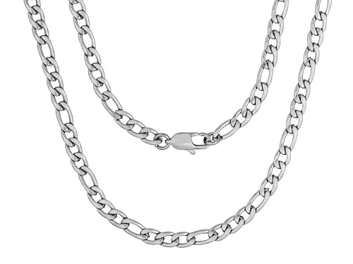 HAQUIL Stainless Steel Figaro Link Chain Necklace, Jewelry Gift for Men and Women 26inch 4mm