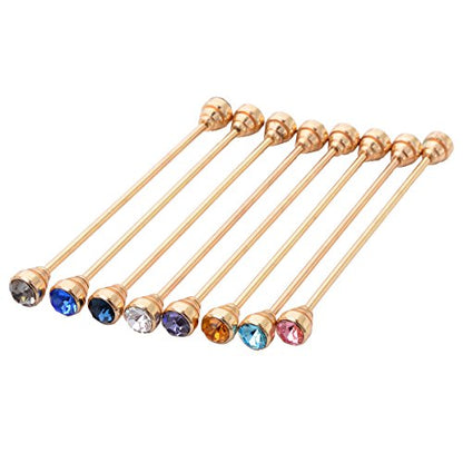 8PCS Men's Crystal Collar Bar Necktie Clasp Lapel Stick Brooch Shirt Collar Stay Cravat Tie Pin Stud Bar Clips Silver Gold Black Rose - color: Gold