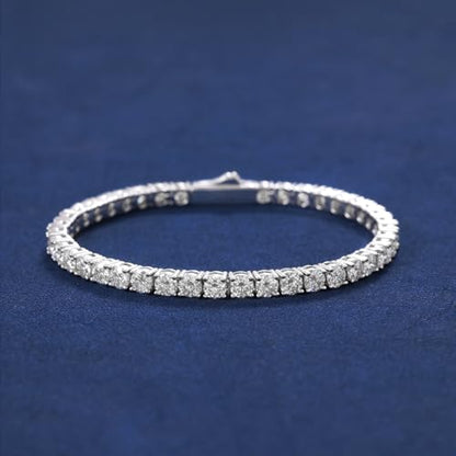 18K Gold Plated Tennis Bracelet for Women Men, 3/4/5mm Iced Out 5A Cubic Zirconia Classic Tennis Chain Bracelets 7 Inches 8 Inches, Diamond Tennis Bracelet Lady Fashion Jewelry - color: Silver, size: 7 Inches, style: 4mm