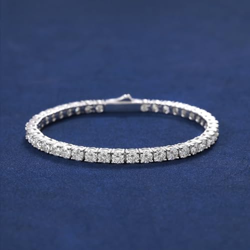 18K Gold Plated Tennis Bracelet for Women Men, 3/4/5mm Iced Out 5A Cubic Zirconia Classic Tennis Chain Bracelets 7 Inches 8 Inches, Diamond Tennis Bracelet Lady Fashion Jewelry - color: Silver, size: 8 Inches, style: 4mm