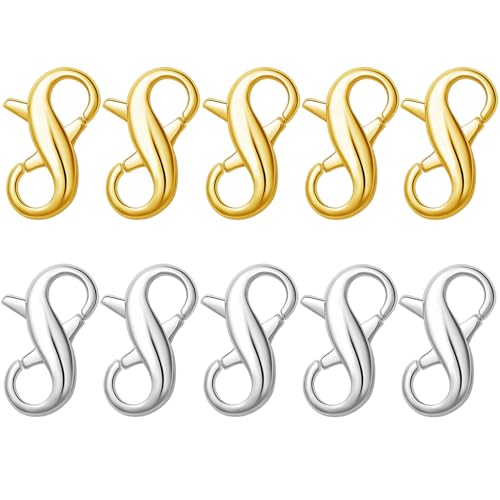 Stainless Steel Lobster Clasp,Lobster Clasp Necklace Extender, Bracelet Connector for DIY Jewelry Repair, Gold,Silver (10pcs | Gold Silver) - color: 10pcs | gold silver