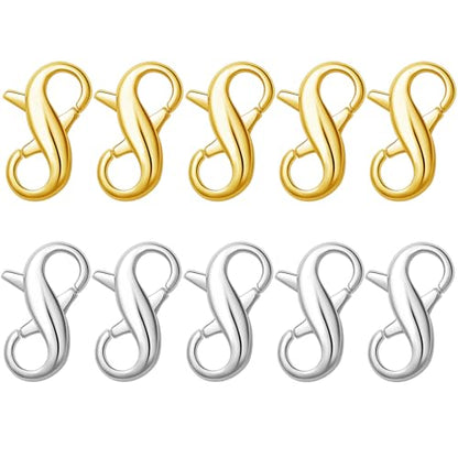 Stainless Steel Lobster Clasp,Lobster Clasp Necklace Extender, Bracelet Connector for DIY Jewelry Repair, Gold,Silver (10pcs | Gold Silver) - color: 10pcs | gold silver