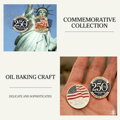 4Pack USA 250th Anniversary Pins, 250th Merchandise - Alloy Metal Enamel Patriotic Lapel Pin for July 4th, Independence Day, Semiquincentennial Commemorative Badges for Men Women, Hats, Bags, Gifts