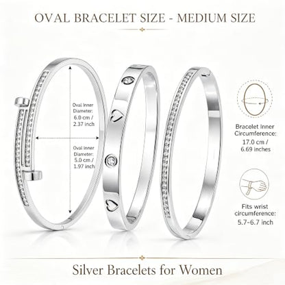 Camhanno Stackable Silver Bracelets for Women Stainless Steel Love & Friendship Bangle, Mothers Day Valentines Birthday Christmas Jewelry Gifts for Mom Her Wife Grandma - style: Style 15