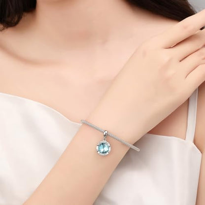 Birthstone Charms for Women Bracelets Birthday Bead Charms fit Pandora Bracelets Mothers Day Gifts for Women - color: 12-December(Tanzanite)